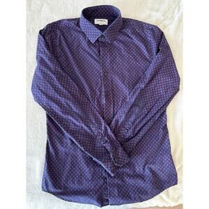Express extra slim men’s dress shirt. Size medium. 15-15 1/2. Navy blue with red
